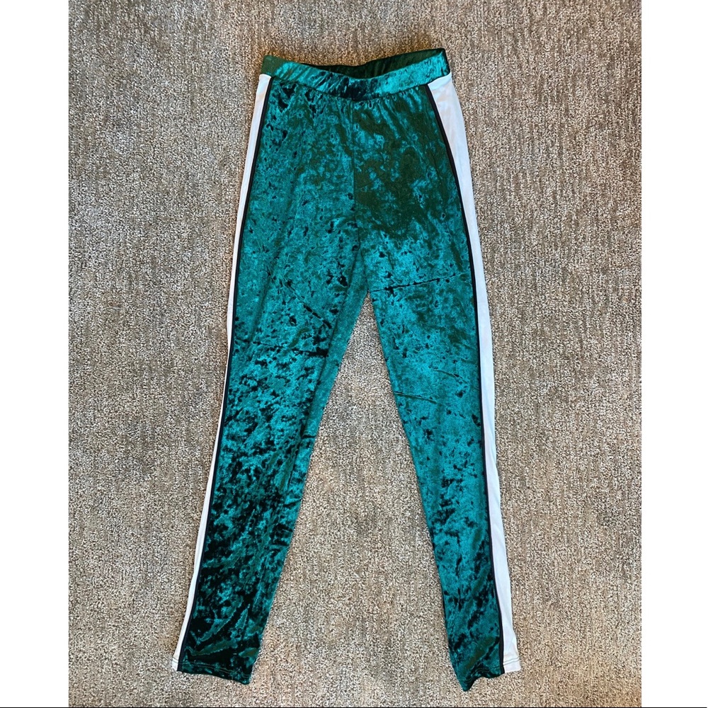 Fashionova Green Velvet Joggers